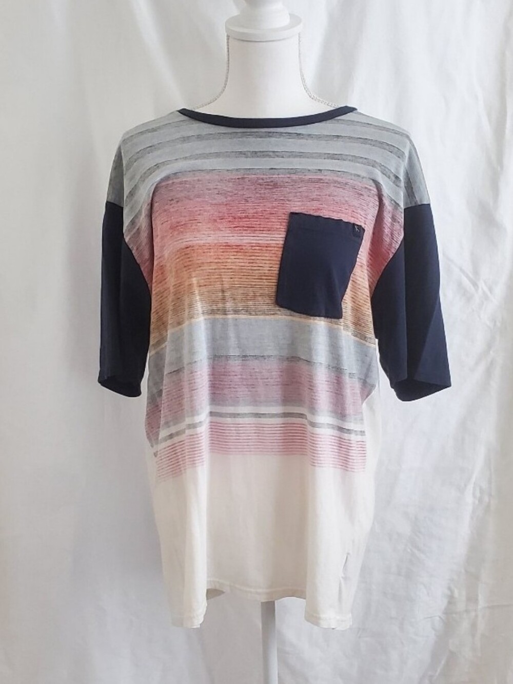 Lost Shirt Vintage T Shirt Tillys Multicolor Stripe T Shirt Men Casual Tee Navy - Picture 7 of 11
